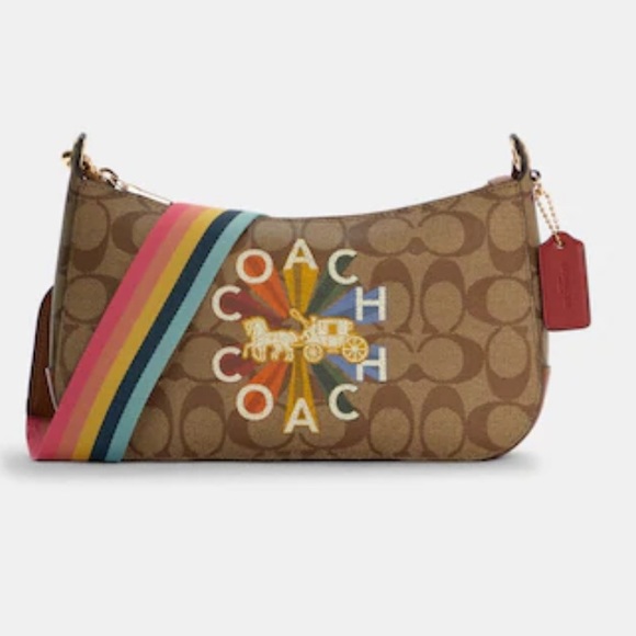 Coach Jes Baguette In Signature Canvas With Coach Radial Rainbow NWOT - Picture 1 of 10